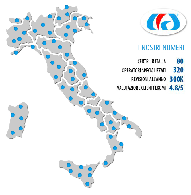 Mappa Italia CRA - Centri revisione auto e moto in tutta Italia